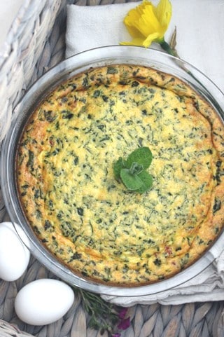 Crustless Quiche Spinach Red Pepper Feta (And Spinach Timesaving Hack)