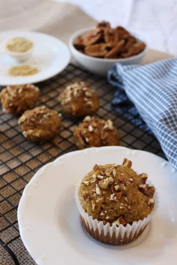 Flax seed muffins are a satisfying, filling keto breakfast for any day of the week. Make ahead or freeze and have these low carb pumpkin pecan flax muffins whenever you're hungry, for a snack or meal!