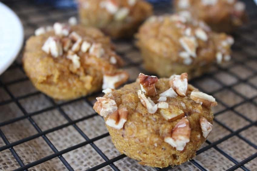 Flax seed muffins are a satisfying, filling keto breakfast for any day of the week. Make ahead or freeze and have these low carb pumpkin pecan muffins whenever you're hungry, for a snack or breakfast! #ketobreakfast #healthymuffins