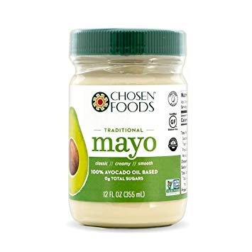 Chosen Foods Avocado Oil Mayo Traditional 12 oz., Non-GMO, 100% Pure, Gluten Free, Dairy Free for Sandwiches, Dressings and Sauces