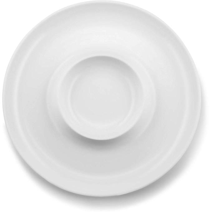 KooK Chip & Dip Ceramic Serving Dish Bowl, White, Perfect for Superbowl Parties - 13 Inch
