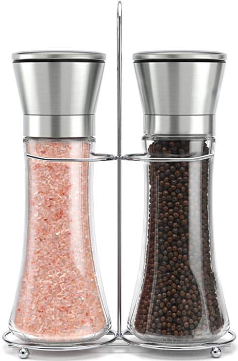 Original Stainless Steel Salt and Pepper Grinder Set With Stand 