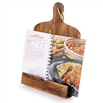 Cutting Board Style Wood Recipe Cookbook iPad Tablet Stand Holder Stand with Kickstand, Brown