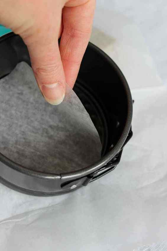 Placing waxed paper in the bottom of springform pan