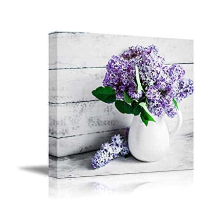 wall26 Canvas Wall Art - Elegant Lilac Light Purple and Pink Flowers in White China Bottle Mordern Home Decoration 24"x24"