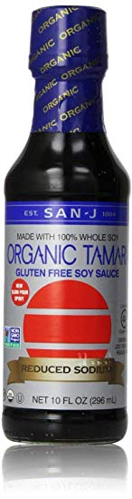 San-J Tamari Gluten Free Soy Sauce,  Black Bottle, 10 Ounce