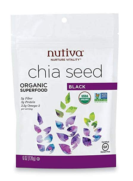 Nutiva Organic, non-GMO, Premium Black Chia Seeds, 6-ounce