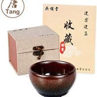 Yan Hou Tang 100% Handmade Tenmoku JianZhan Tea Cup Chinese Soup Bowl Coffee Mug - 120ml 5.5oz Ping Rabbit Fur Coat Spot EGG Style Clay Ceramic Crafts Designer Collection Ceremony