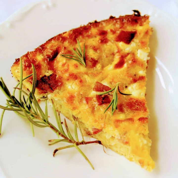 Keto Rosemary Bacon Goat Cheese Quiche Crustless