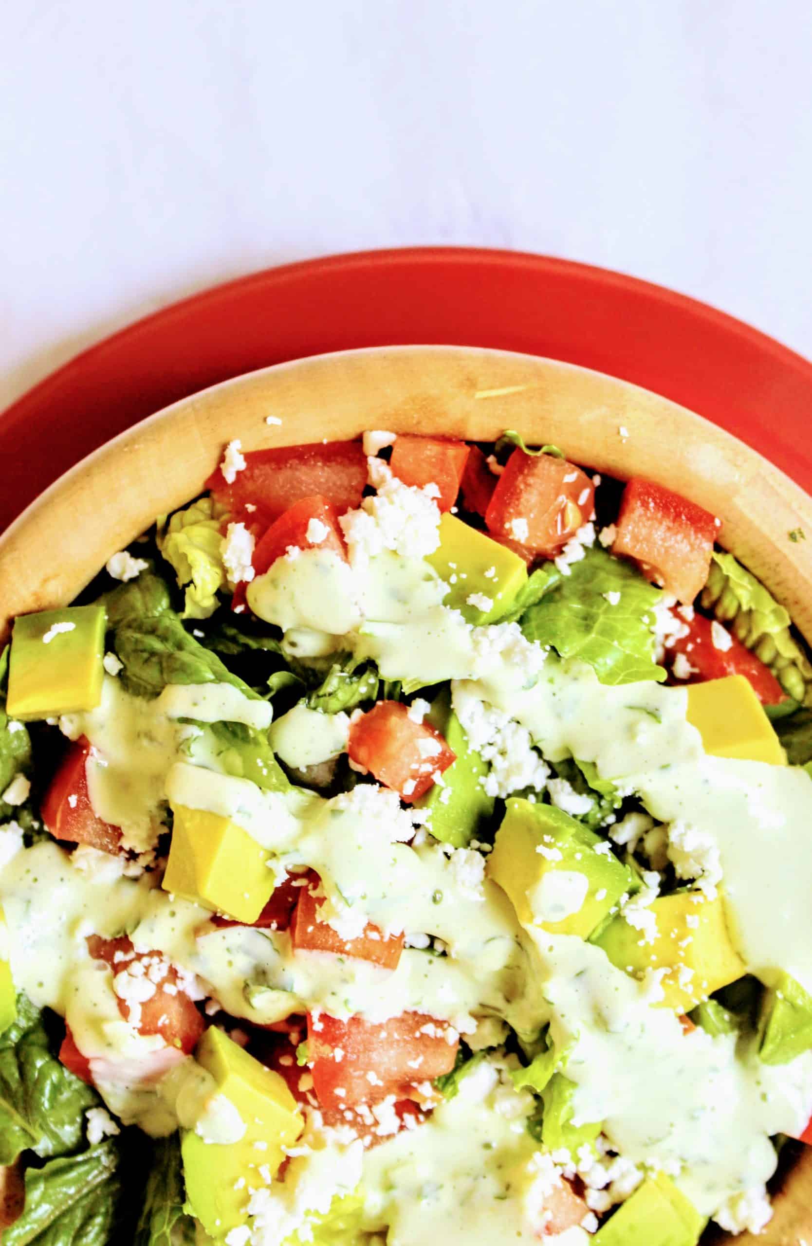 Tomato Cotija Salad with Tomatillo Dressing Keen for Keto 10 minutes!