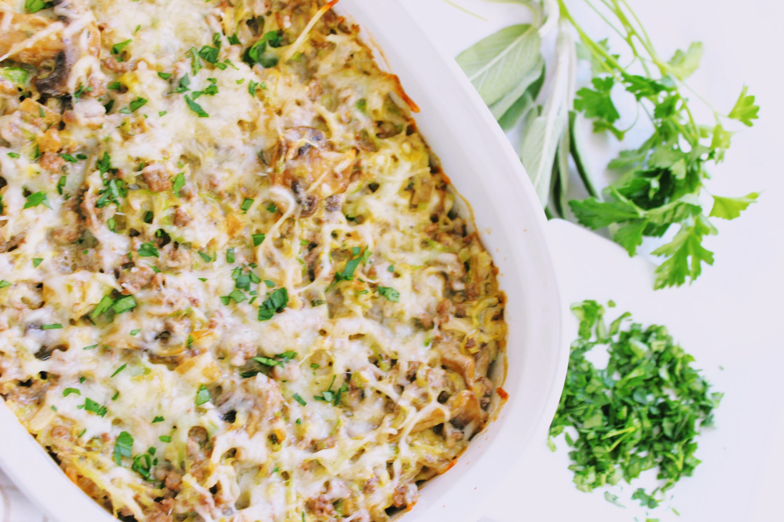 Keto Ground Beef Stroganoff Casserole with Cabbage Easy GF Low Carb