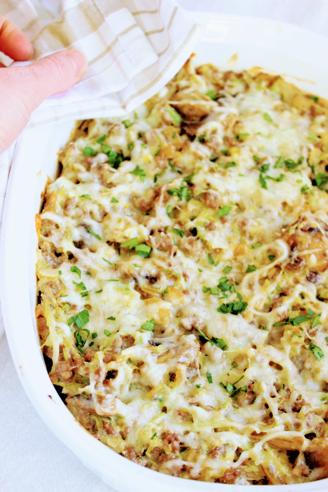 Keto Ground Beef Stroganoff Casserole with Cabbage Easy GF Low Carb