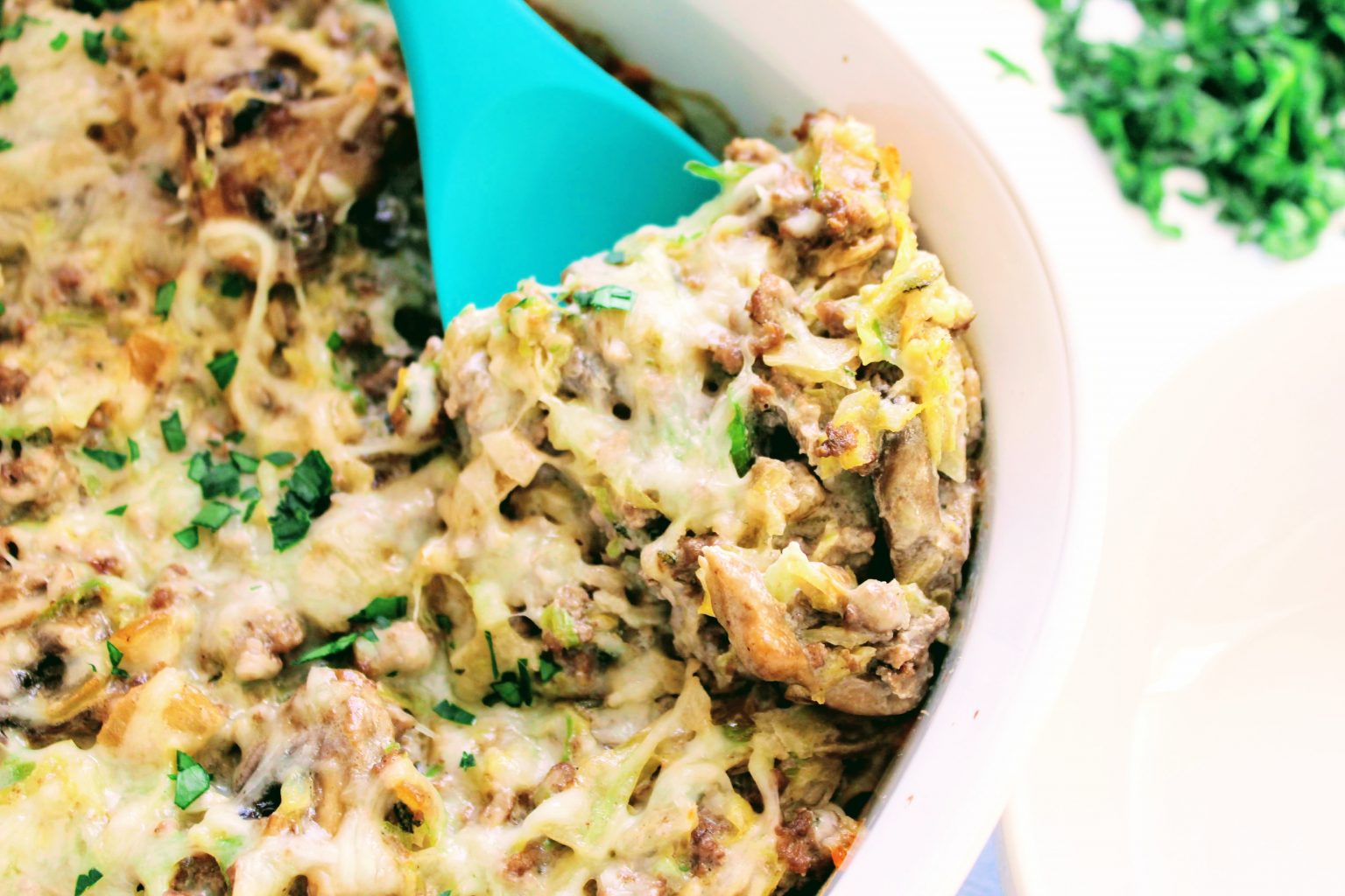 Keto Ground Beef Stroganoff Casserole with Cabbage Easy GF Low Carb