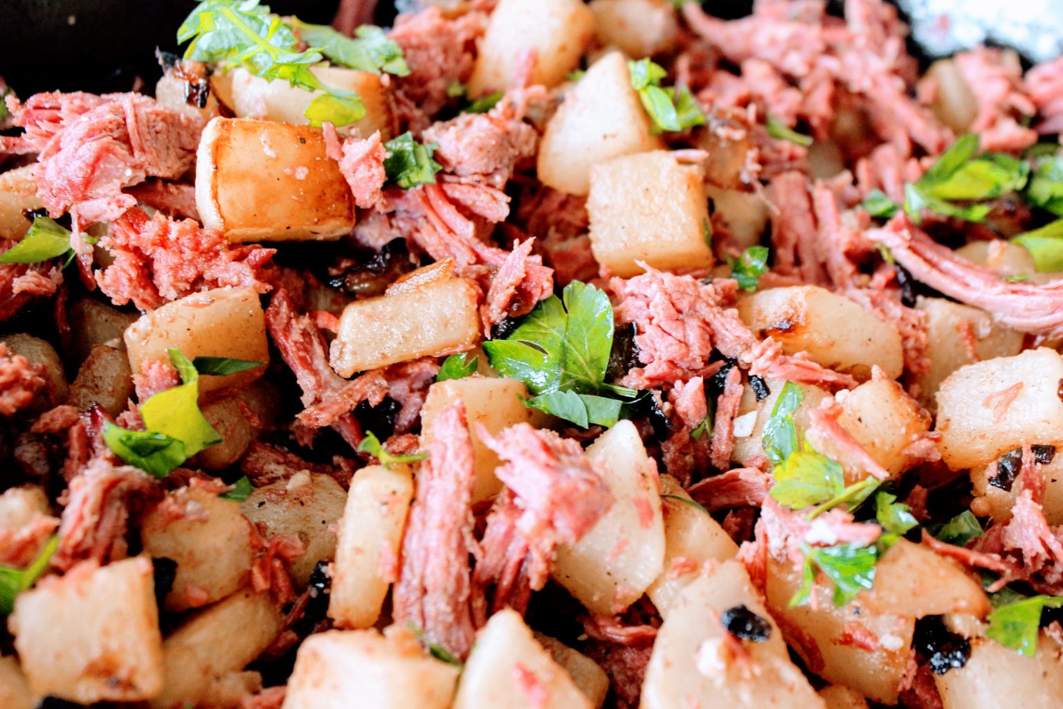 Keto Corned Beef Hash and Eggs with Crispy Turnips GF Low Carb