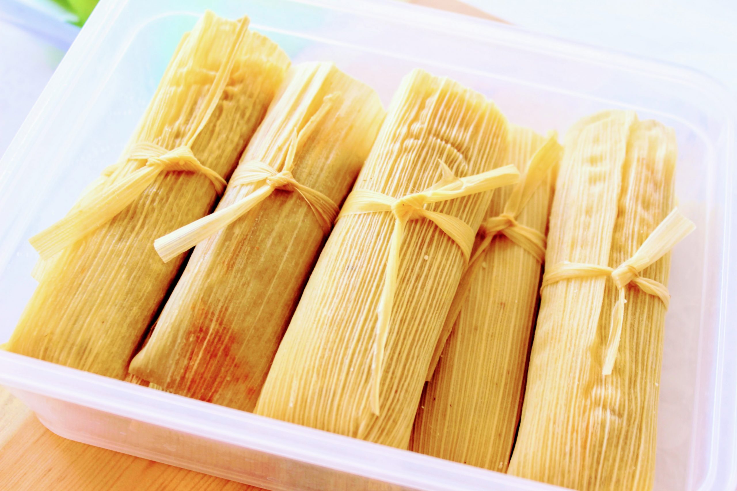 keto tamales in airight container for storage