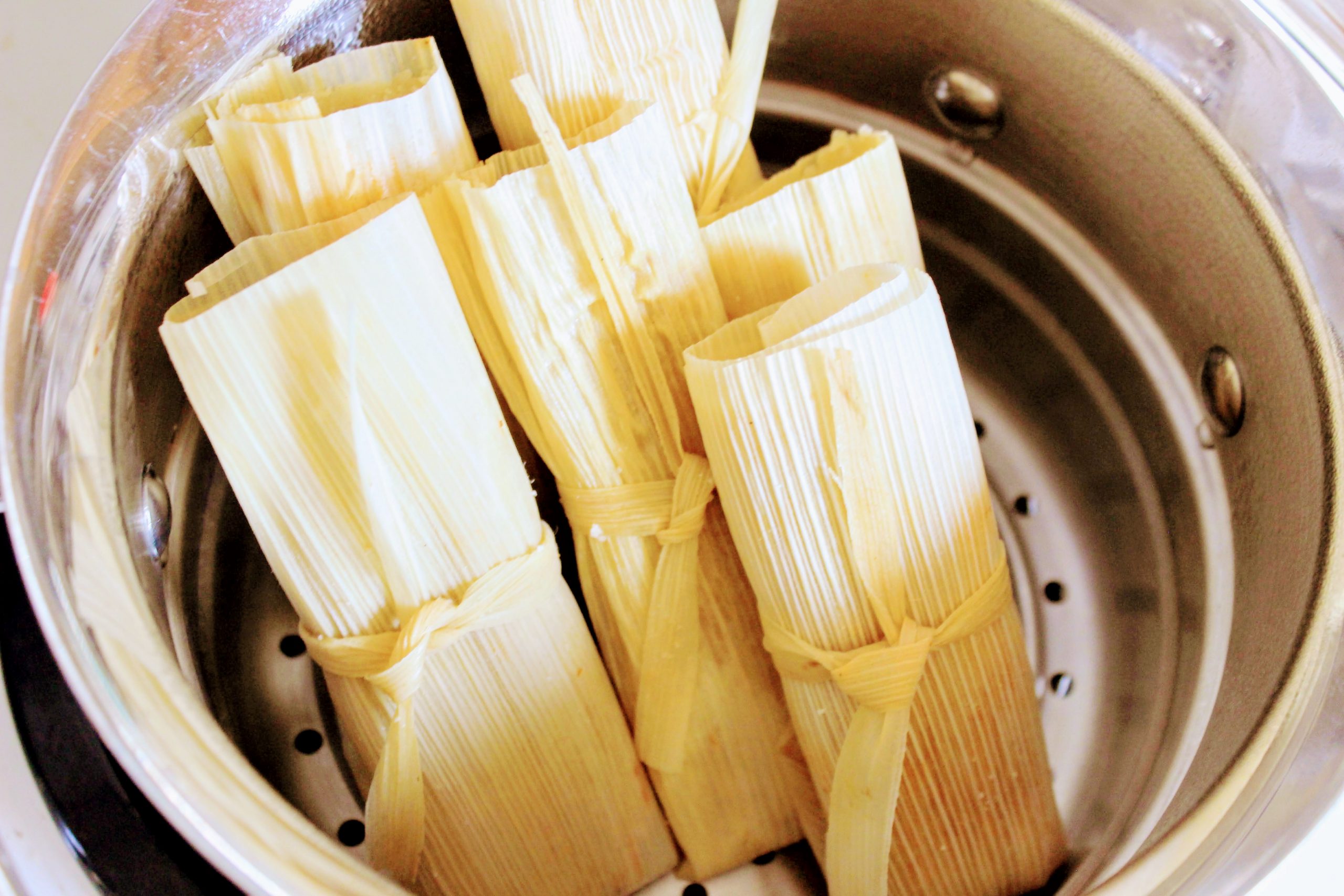 steaming the low carb almond flour tamales